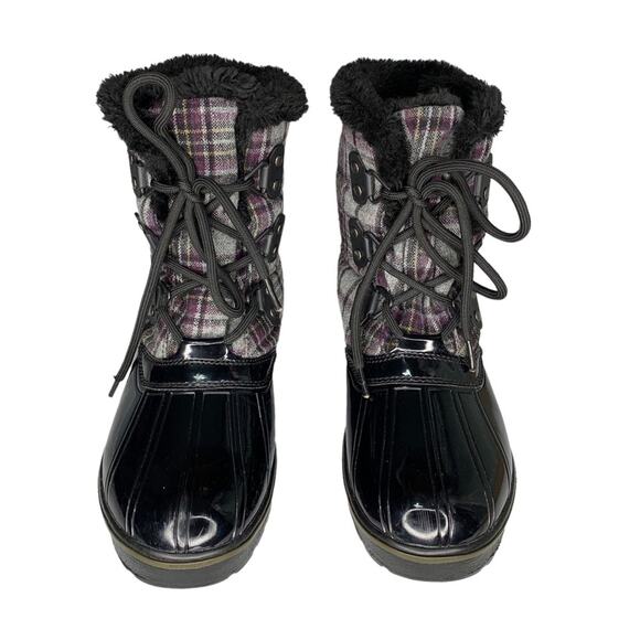 Bass Heritage Collection Winter Snowbird Boots Black Gray Purple Plaid S… - Picture 3 of 16